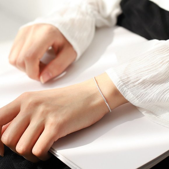 925 Sterling Silver Braided Shooting Star Bracelet - Picture 5 of 8